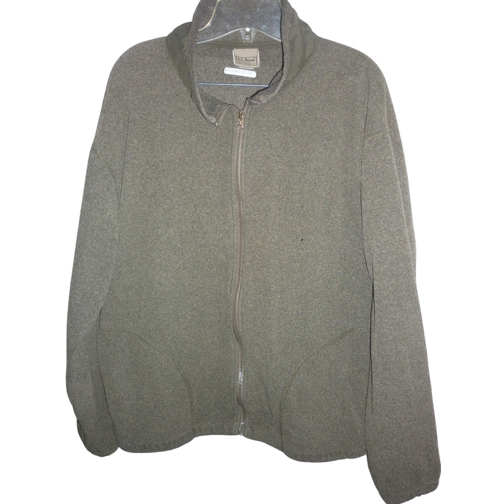 LL Bean Fleece Jacket Full Zip Olive Green Men's Size Large L‎